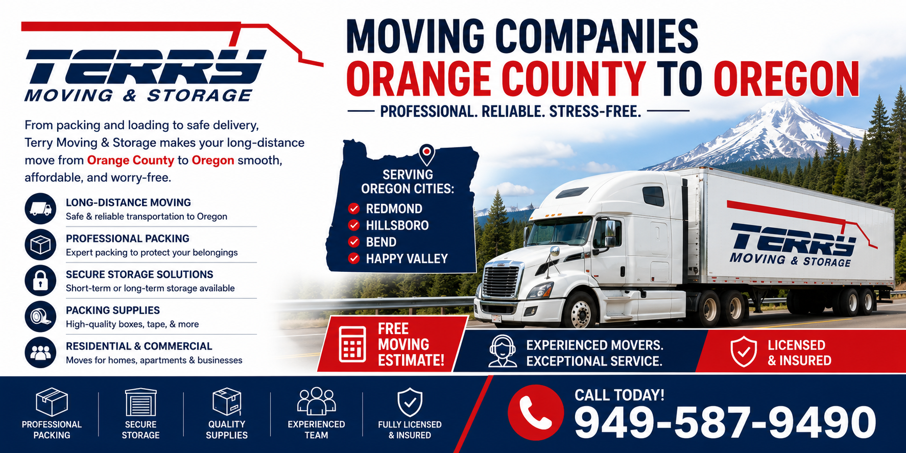 BBB A+ Rated Moving Companies Orange County to Oregon