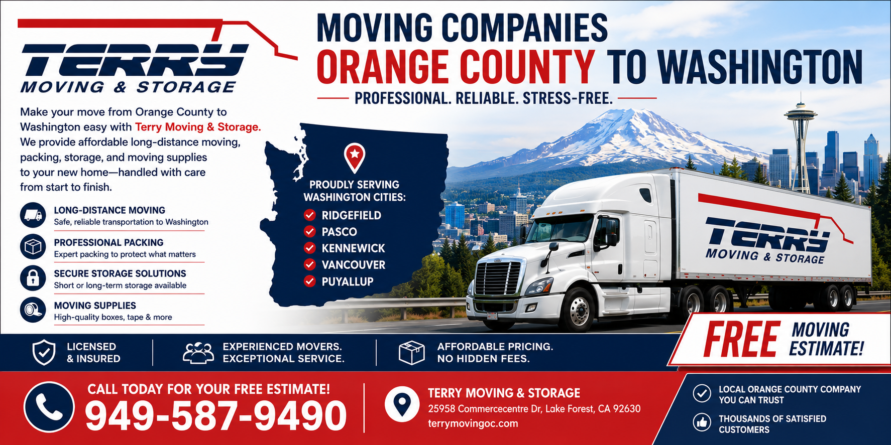 Moving Companies Orange County to Washington | Long Distance Movers