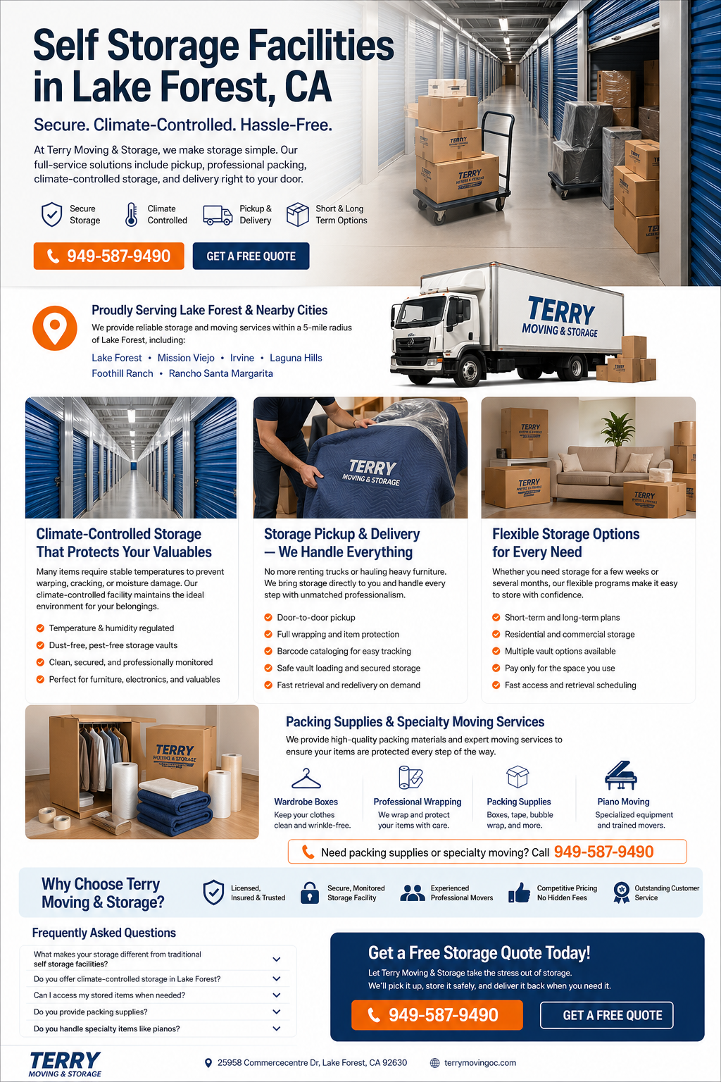 Self Storage Facilities in Lake Forest, CA | Climate-Controlled Storage