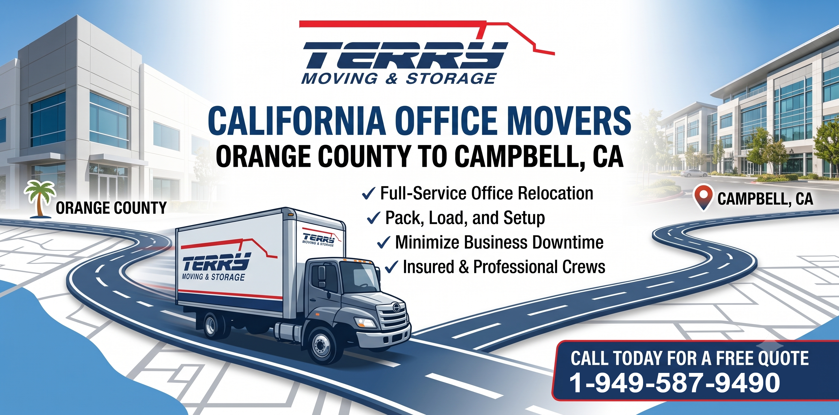 Office Movers from Orange County to Campbell, California