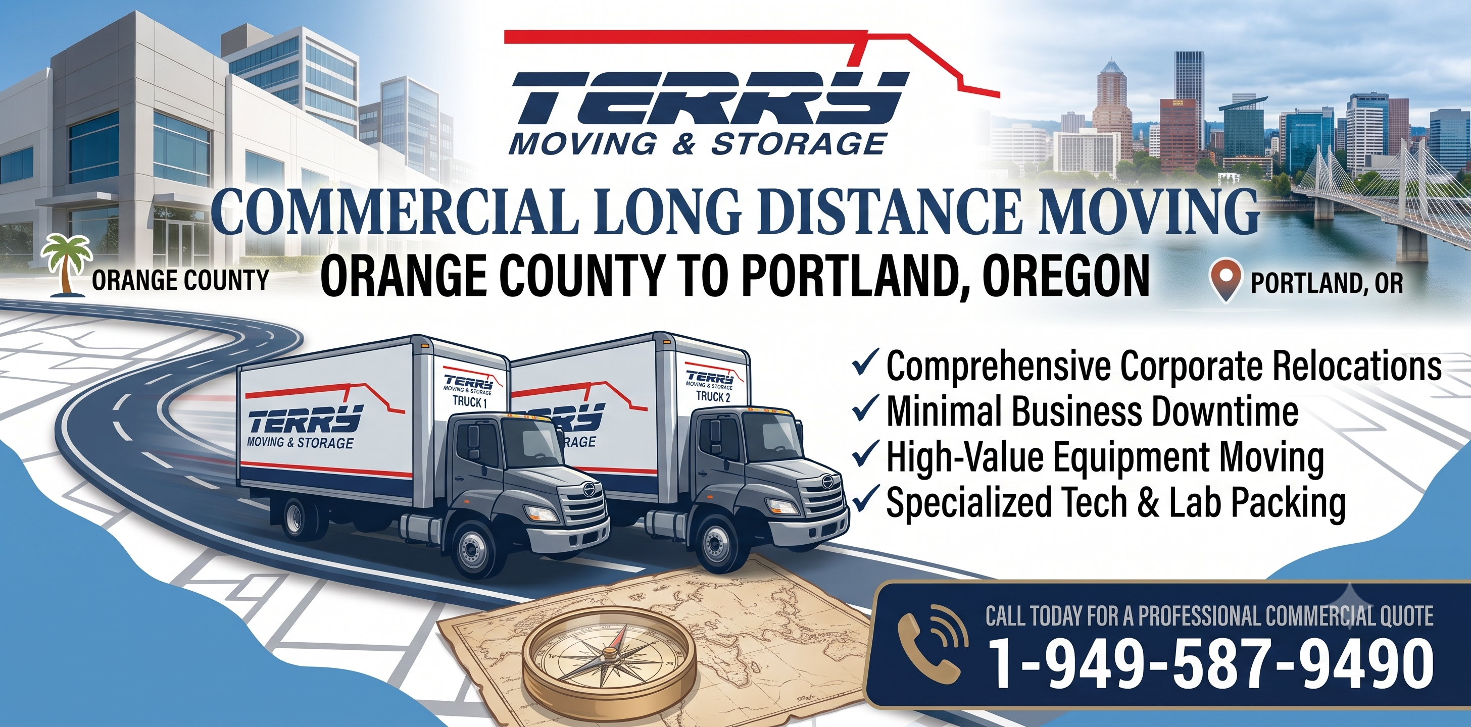 Commercial Long Distance Movers Orange County to Portland, Oregon | Terry Moving & Storage