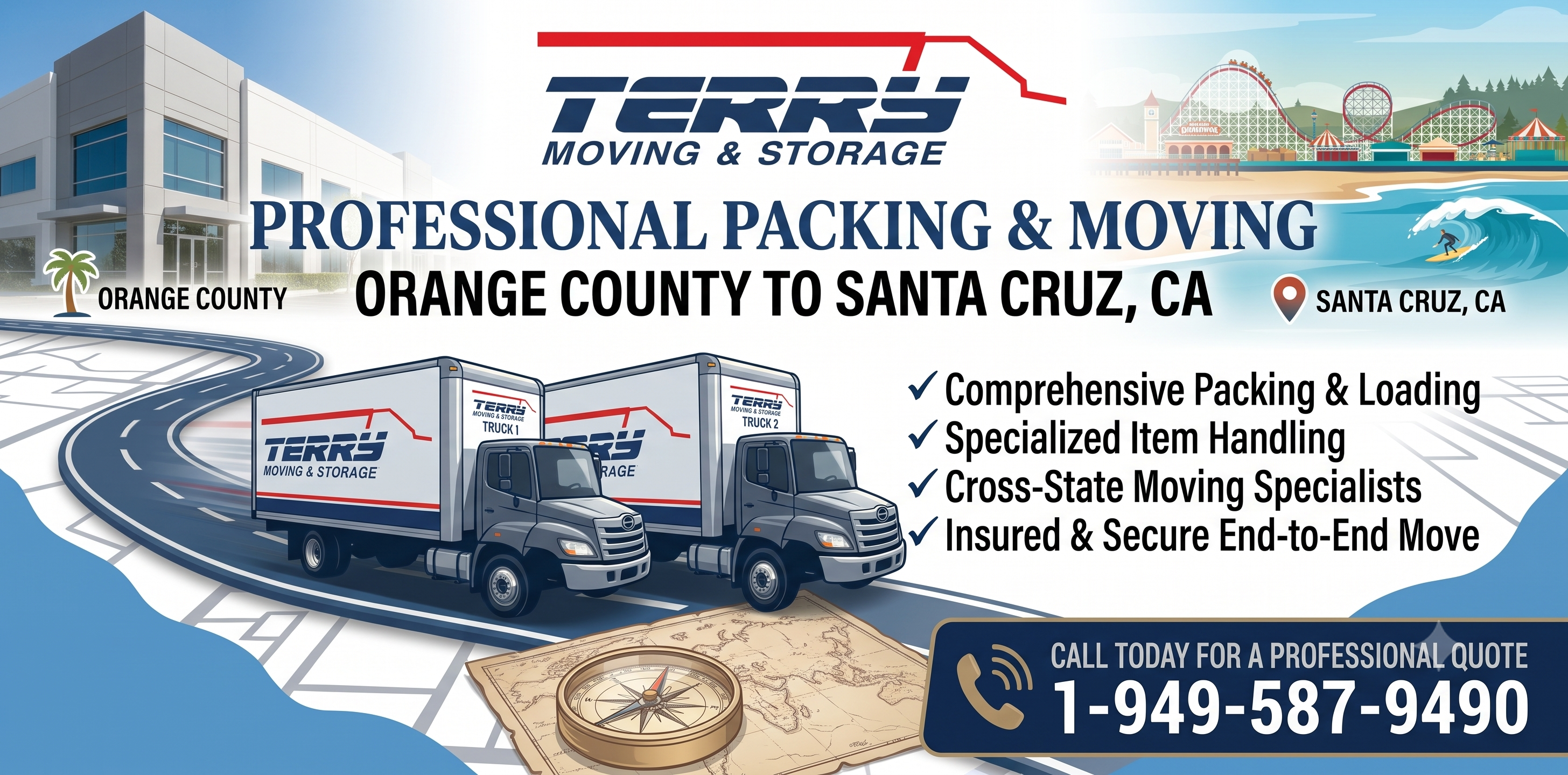 Packing and Moving Services from Orange County to Santa Cruz | Terry Moving & Storage